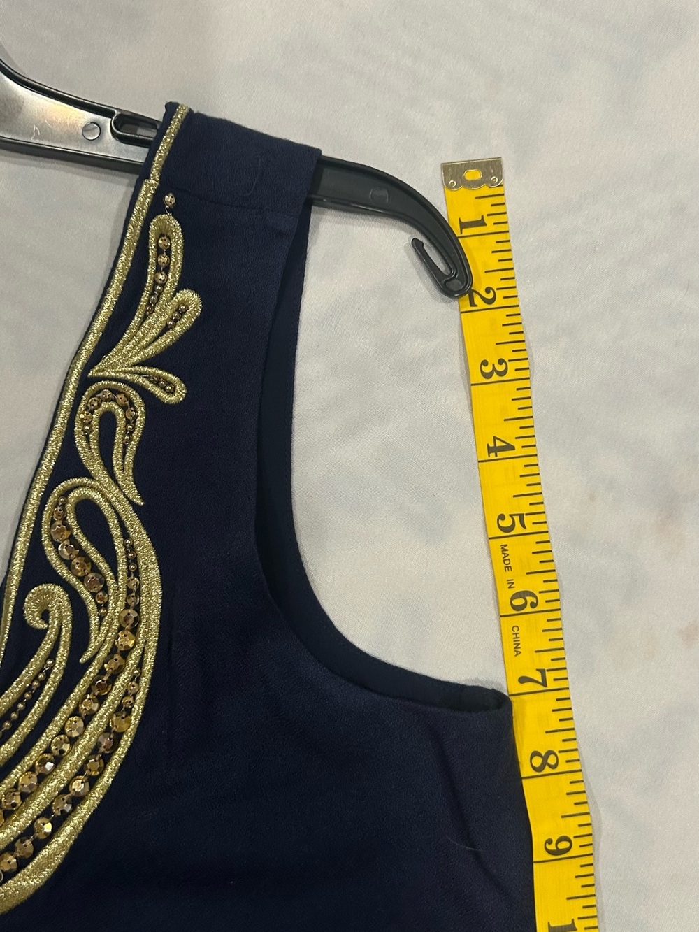 Lilly Pulitzer Navy Sleeveless V-Neck Top with Gold Embellishment - Picture 5 of 8